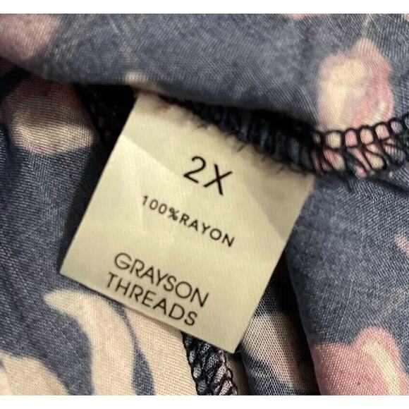 2X Grayson Threads Floral Multi-Color Off Shoulder Adjustable Strap Womens Top - Picture 11 of 11